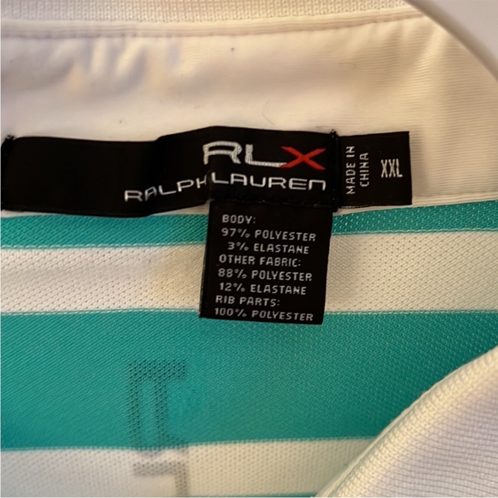 Ralph Lauren Green and White Polo Shirt with Stripes - Picture 2 of 3